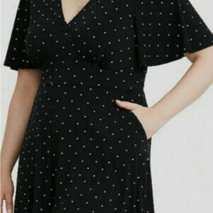 Torrid Black One Shoulder Dress with White Dots